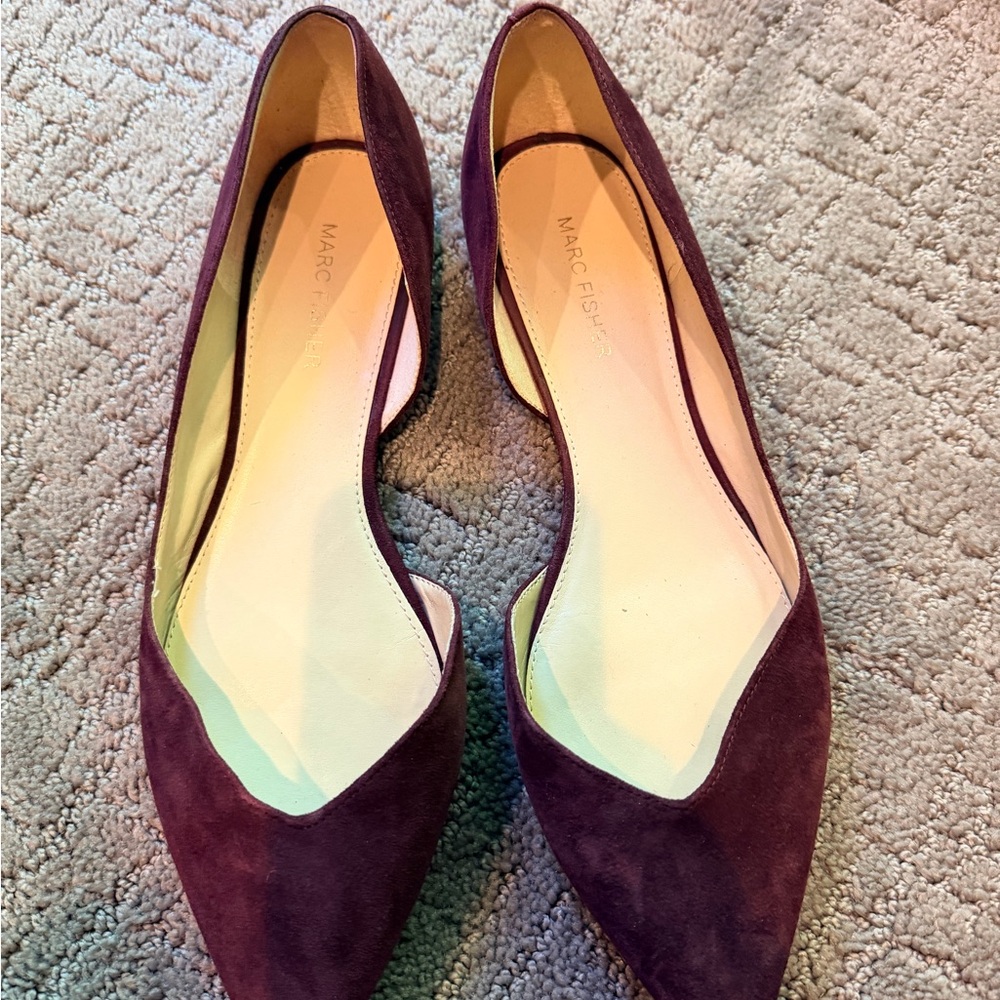 Marc Fisher Plum Suede Pointed-Toe Flats